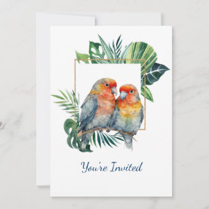 Cuddling Tropical Parrot Bröllop-årsdagen Inbjudningar