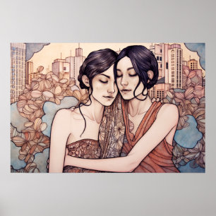 Cuddling under södra Beach sol Poster