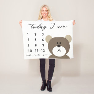 Cudely Bear Milestone Blanket Fleecefilt