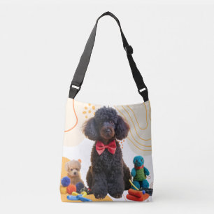 Cudely Black Pudel Chenille Tote Bag Axelväska