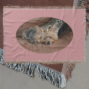 Cudely Cute Sömnig Yorkie Puppy Rosa Throw Blanket Filt