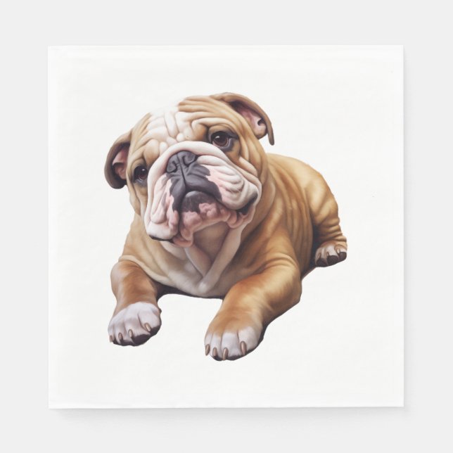 Cudely English Bulldog Unge - Sweet Wrinkled Puppy Pappersservett (Framsidan)