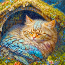 Cudely Kitten Bird Sleeping in Bird House
