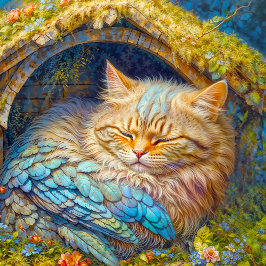 Cudely Kitten Bird Sleeping in Bird House Pussel