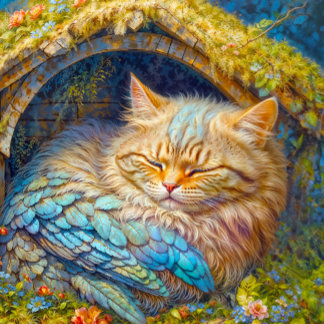 Cudely Kitten Bird Sleeping in Bird House Pussel