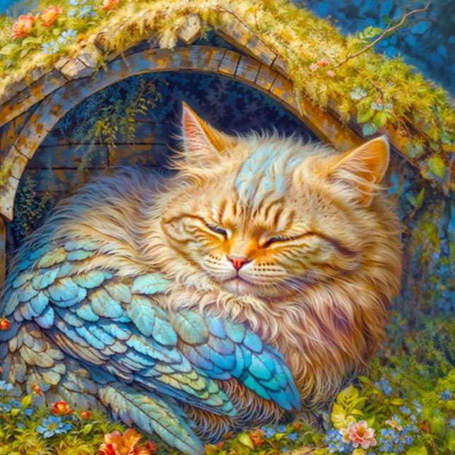 Cudely Kitten Bird Sleeping in Bird House Pussel (Close- up of artwork)