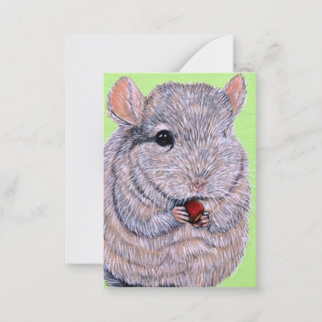 Cudely Nibbling Chinchilla Painting Anteckningskort (Framsida)