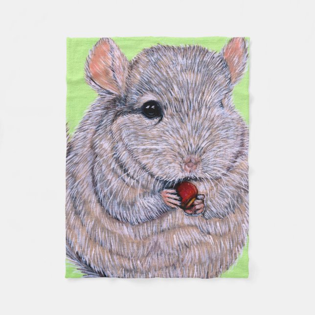 Cudely Nibbling Chinchilla Painting Fleecefilt (Framsidan)