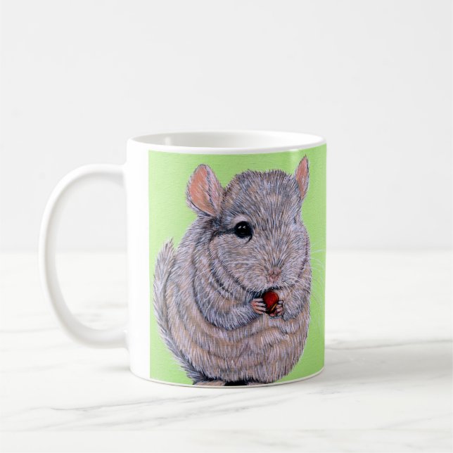 Cudely Nibbling Chinchilla Painting Kaffemugg (Vänster)