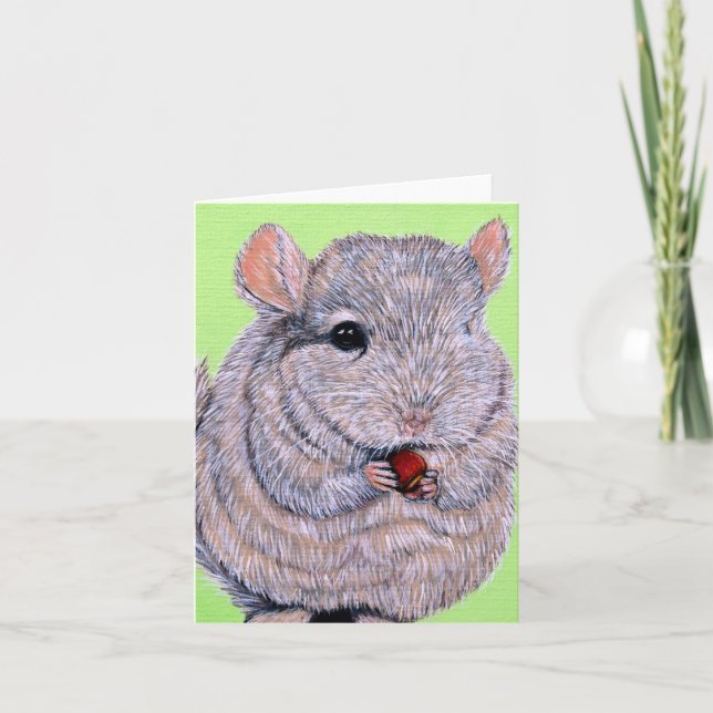 Cudely Nibbling Chinchilla Painting Kort (Framsida)