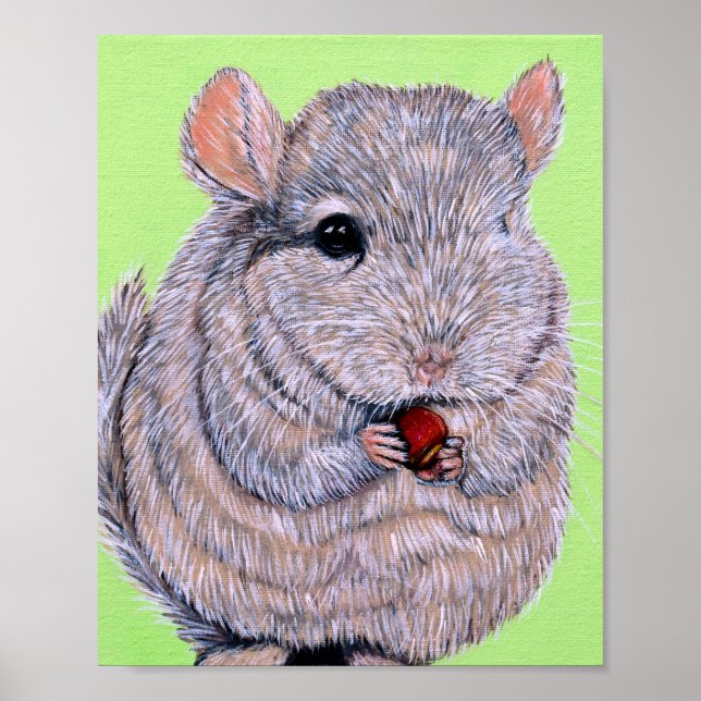 Cudely Nibbling Chinchilla Painting Poster (Framsidan)