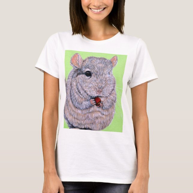 Cudely Nibbling Chinchilla Painting T Shirt (Framsida)