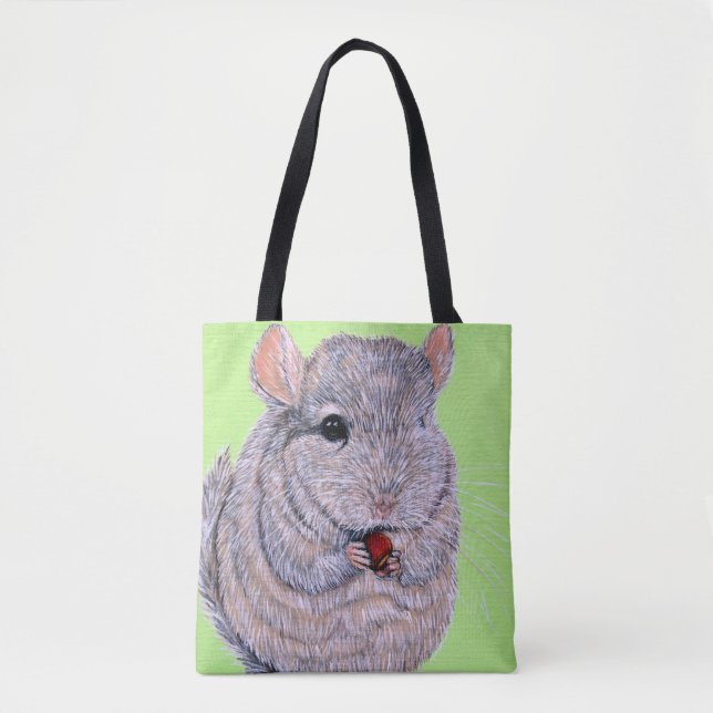 Cudely Nibbling Chinchilla Painting Tygkasse (Framsida)