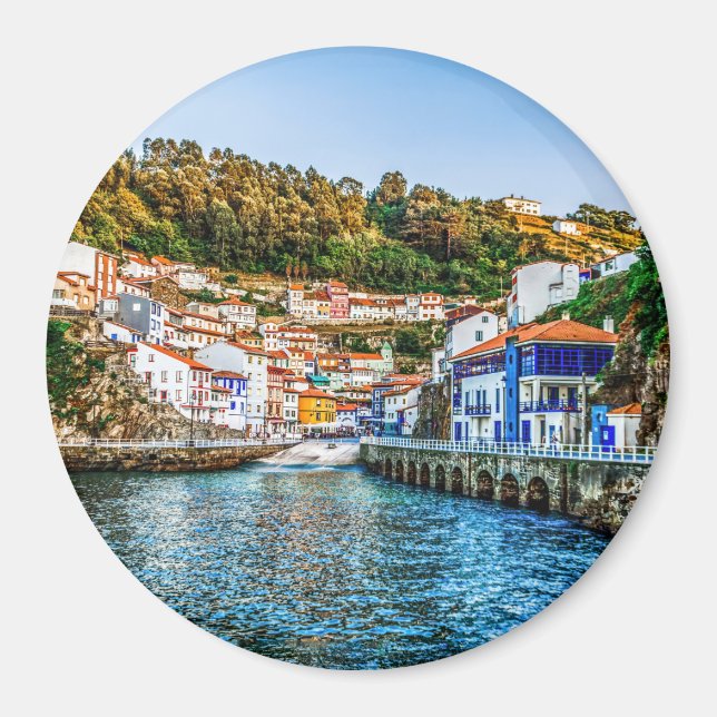 Cudillero, fiskesamhället i Asturien. Spanien. Magnet (Framsidan)