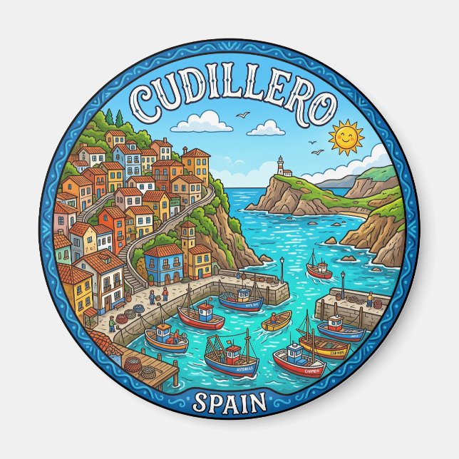 Cudillero Spanien Magnet (Framsidan)