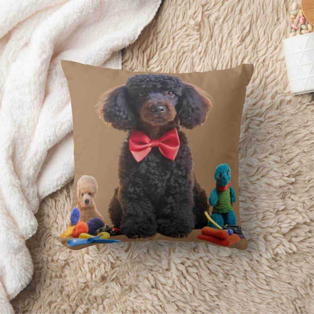 Cudly Black Pudel Plush Dekorativ kudde Cover (Filt)