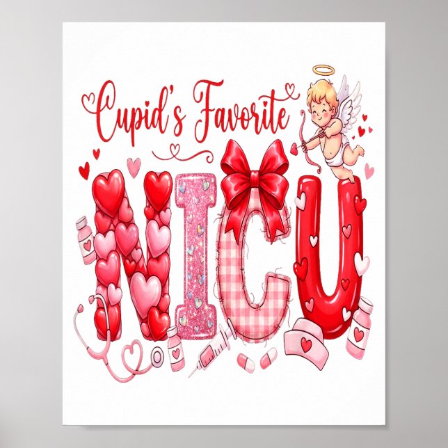 Cuds Favorite Nurse Nicu Valentines Day Shirt Nurs Poster (Framsidan)