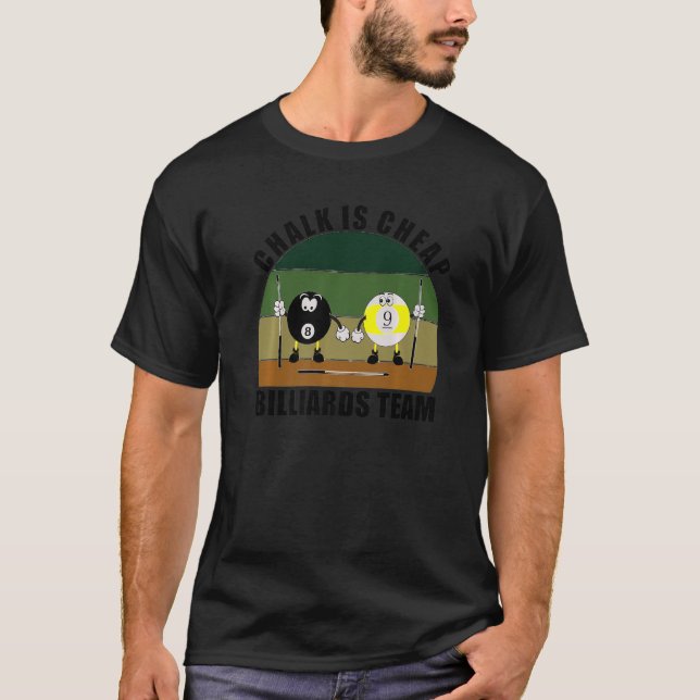Cue Sports Bassäng Billiards Team Chalk är Billigt T Shirt (Framsida)