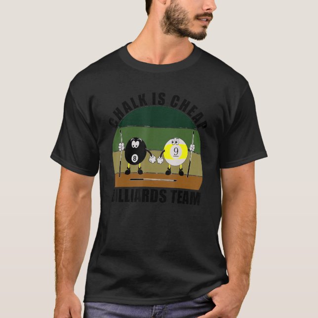 Cue Sports Bassäng Billiards Team Chalk är Billigt T Shirt (Framsida)