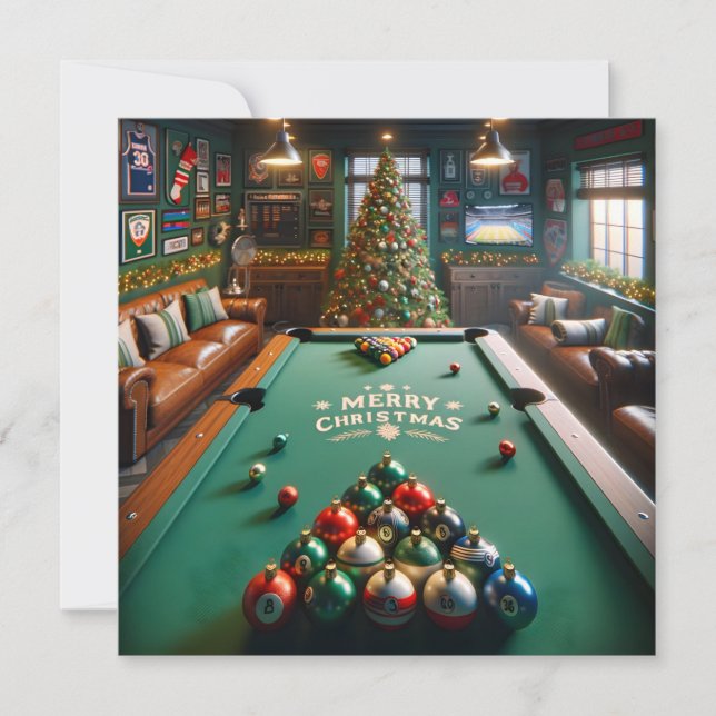 Cue Sports Helgdag Hustle Julkort (Framsida)
