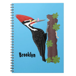 Cue-tecknad med lustig pileated woodpecker anteckningsbok