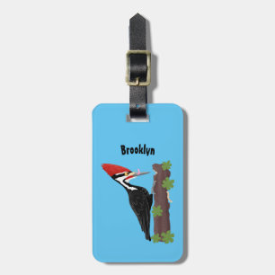 Cue-tecknad med lustig pileated woodpecker bagagebricka