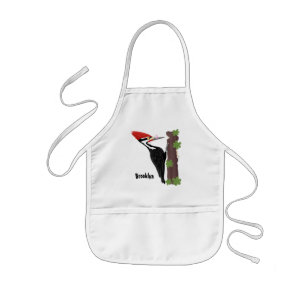 Cue-tecknad med lustig pileated woodpecker barnförkläde