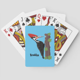 Cue-tecknad med lustig pileated woodpecker casinokort