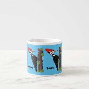 Cue-tecknad med lustig pileated woodpecker espressomugg