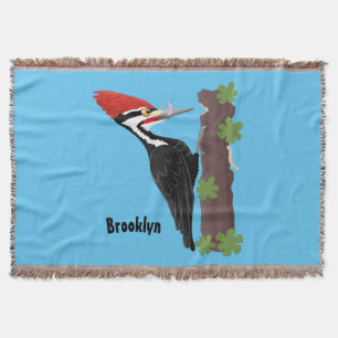 Cue-tecknad med lustig pileated woodpecker filt
