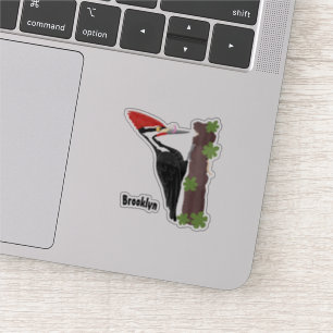Cue-tecknad med lustig pileated woodpecker klistermärken