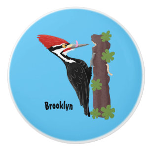 Cue-tecknad med lustig pileated woodpecker knopp
