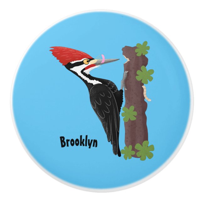 Cue-tecknad med lustig pileated woodpecker knopp (Framsidan)