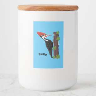 Cue-tecknad med lustig pileated woodpecker mat etikett