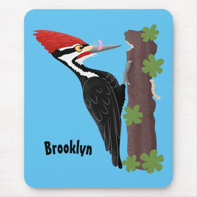 Cue-tecknad med lustig pileated woodpecker musmatta (Framsidan)