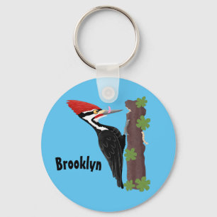 Cue-tecknad med lustig pileated woodpecker nyckelring