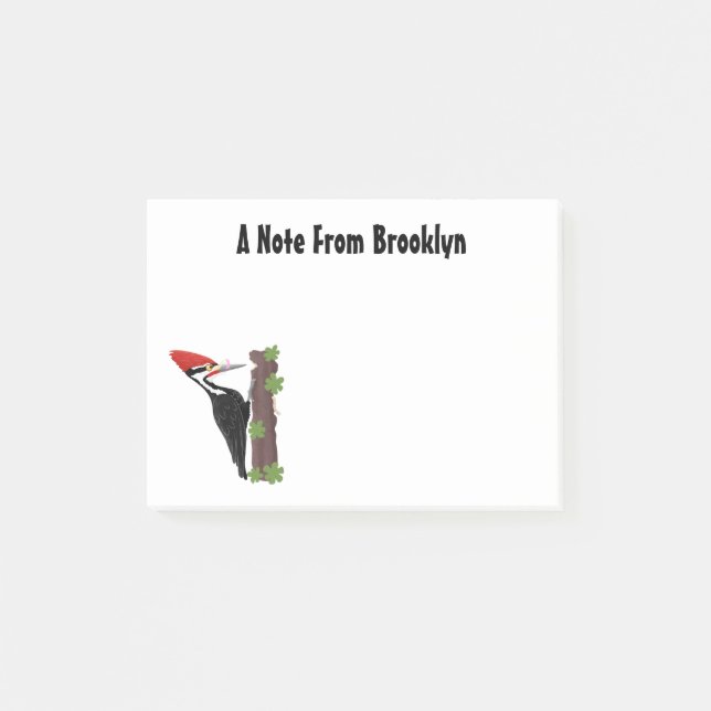 Cue-tecknad med lustig pileated woodpecker post-it block (Framsida)