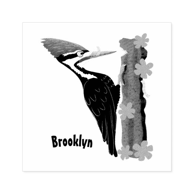 Cue-tecknad med lustig pileated woodpecker stämpel (Tryck)