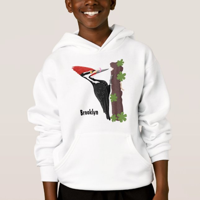 Cue-tecknad med lustig pileated woodpecker t shirt (Framsida)