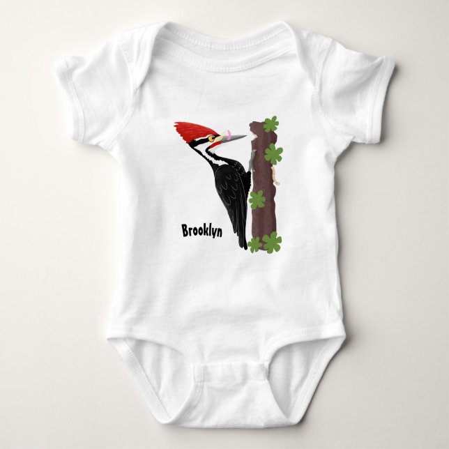 Cue-tecknad med lustig pileated woodpecker t shirt (Framsida)