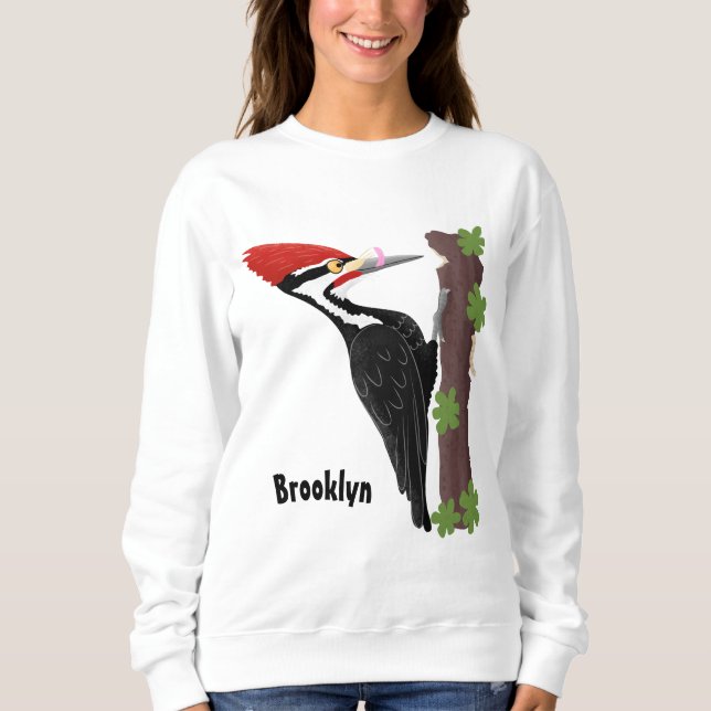 Cue-tecknad med lustig pileated woodpecker t shirt (Framsida)