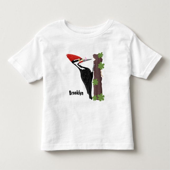 Cue-tecknad med lustig pileated woodpecker t shirt (Framsida)