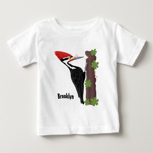 Cue-tecknad med lustig pileated woodpecker t shirt (Framsida)