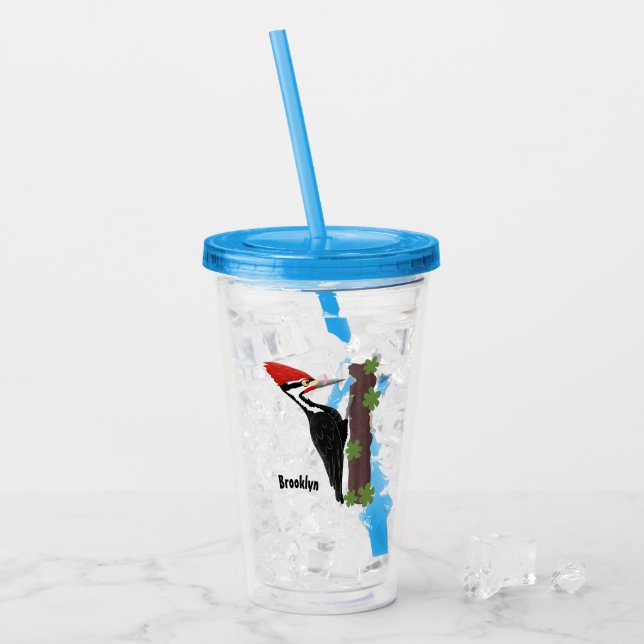 Cue-tecknad med lustig pileated woodpecker take away mugg (Framsida Ice)