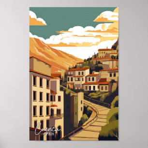 Cuenca Spain Vintage resor Illustration Poster