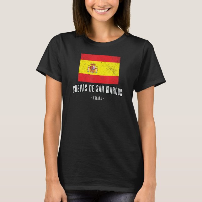 Cuevas De San Marcos Spanien Es Flagga City Bander T Shirt (Framsida)