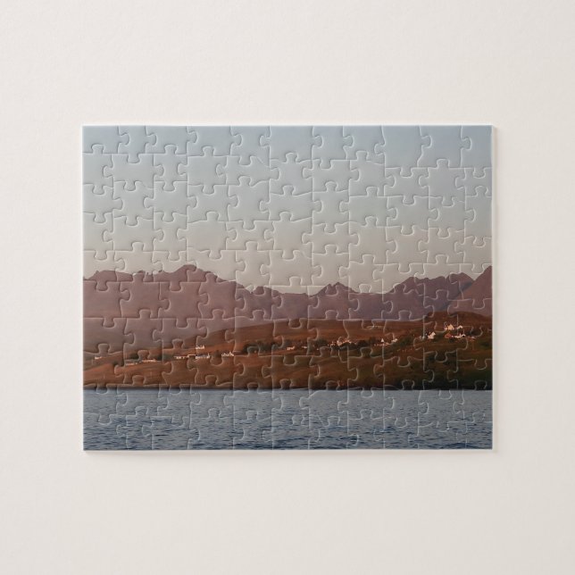 Cuillin Backe i Red Sunset Skye Jigszle Puzzle Pussel (Horisontell)