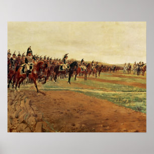 Cuirassiersna för deras laddning på striden poster