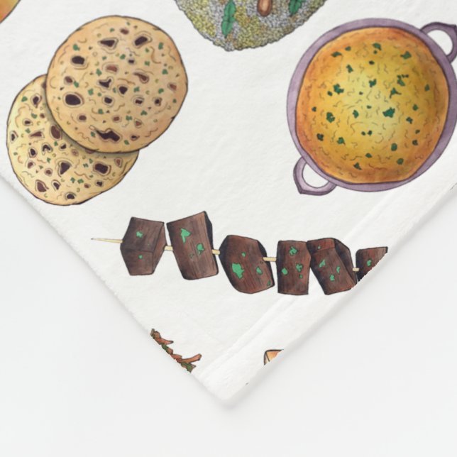 Cuisineet India Illustration (indisk Mat) Fleecefilt (Hörn)