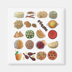 Cuisineet India Illustration (indisk Mat) Magnet